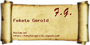 Fekete Gerold névjegykártya